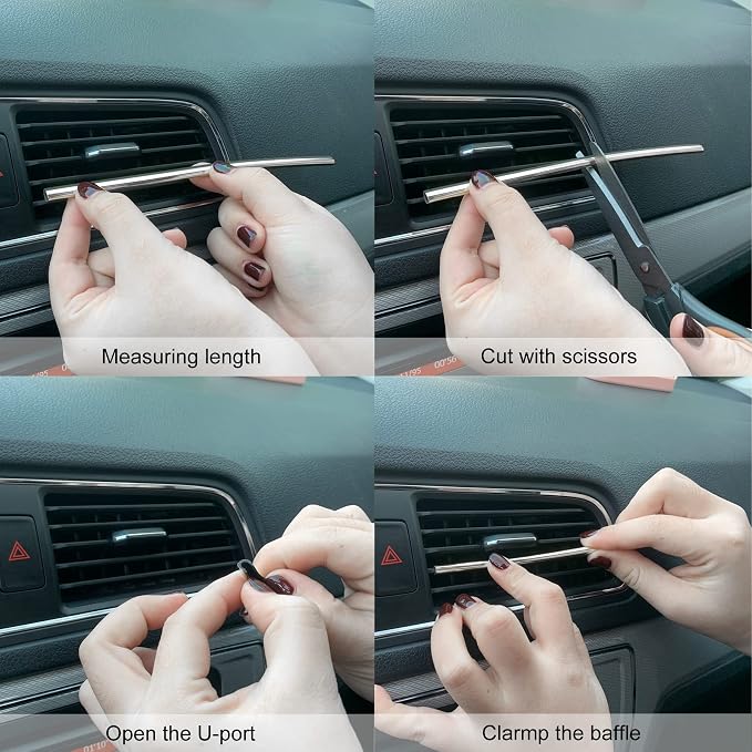 LivTee 20 Pieces Car Air Conditioner Decoration Strip for Vent Outlet, Universal Waterproof Bendable Air Vent Outlet Trim Decoration, Car Interior Accessories (Shiny Silver)