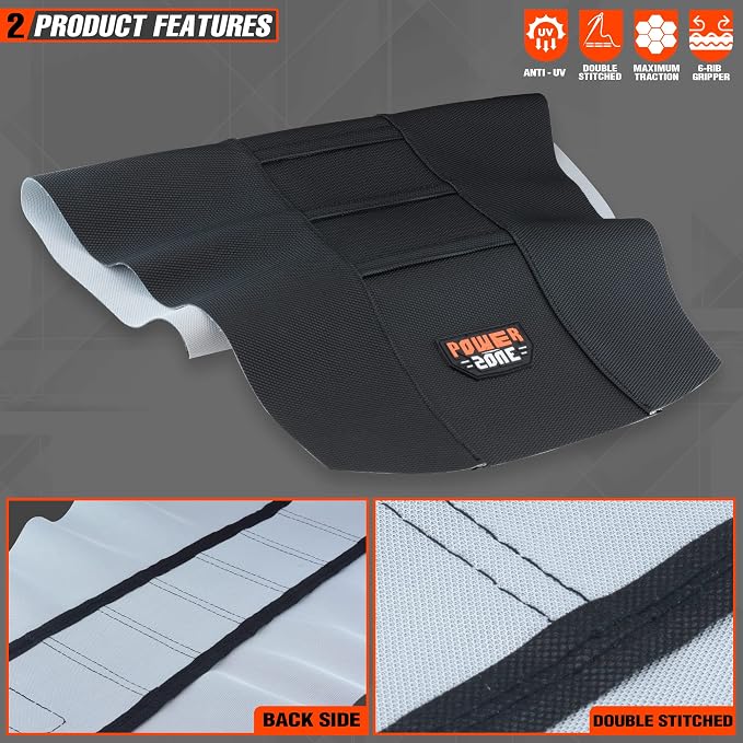Universial Dirt Bike Seat Cover - Soft Ribbed Rubber Seat Covers for Motorcross Enduro (Black-2)