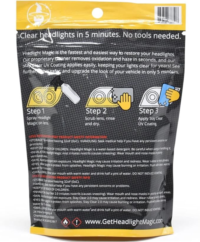All in One Headlight Magic DIY Kit - Restore Headlights - Fix Cloudy Headlights Under 5 Minutes Tool Free Headlight Restoration