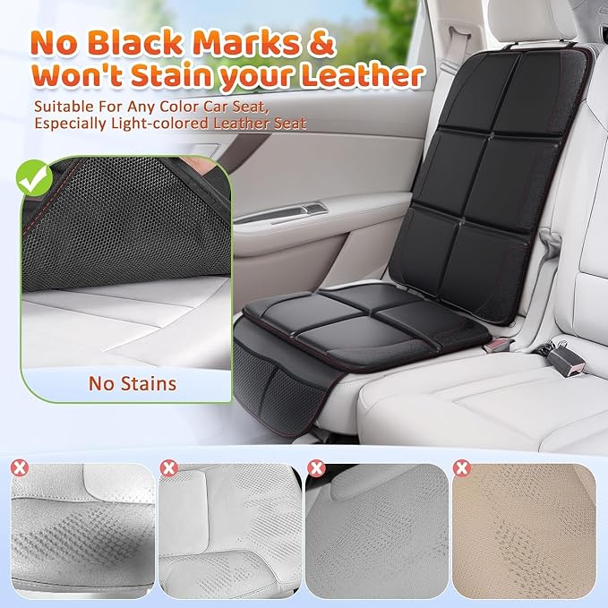 Gimars XL Thickened Car Seat Pad, Pack of 2, [ISOFIX Suitable], Universal Waterproof 600D Oxford Car Seat Protector with Mesh Pockets, Universal for SUVs, Cars and Trucks, Black