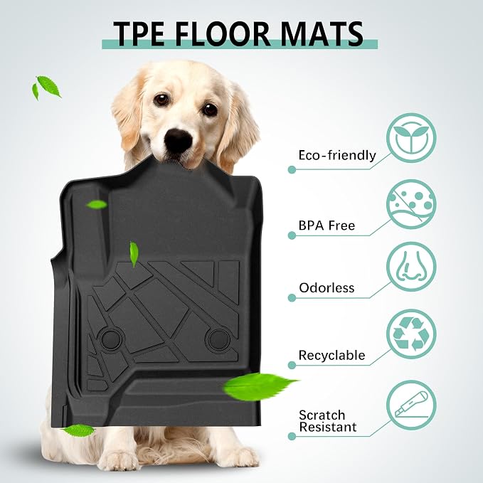 KARPAL Floor Mats for 2014-2019 Chevy Silverado/GMC Sierra 1500(19 LD Only), 2015-2019 Silverado/Sierra 2500/3500 Double Cab, All-Weather TPE Custom Fit Floor Liners Car Accessories