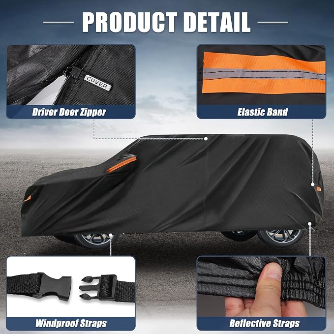 X AUTOHAUX Car Cover for Kia Soul 2009-2025 210D-PU Outdoor Full Car Cover All Weather with Door Zipper for Waterproof Windproof Sun Rain Snow Protection
