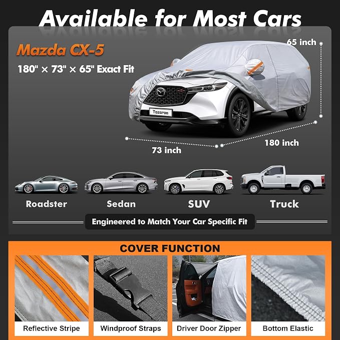 SUV Cover Waterproof All-Weather,Outdoor Full Exterior Car Covers Custom Fit for Honda HR-V,Ford Bronco Sport,Hyundai Kona,Nissan Kicks,Trailblazer,etc,Size S1(See Size Chart)