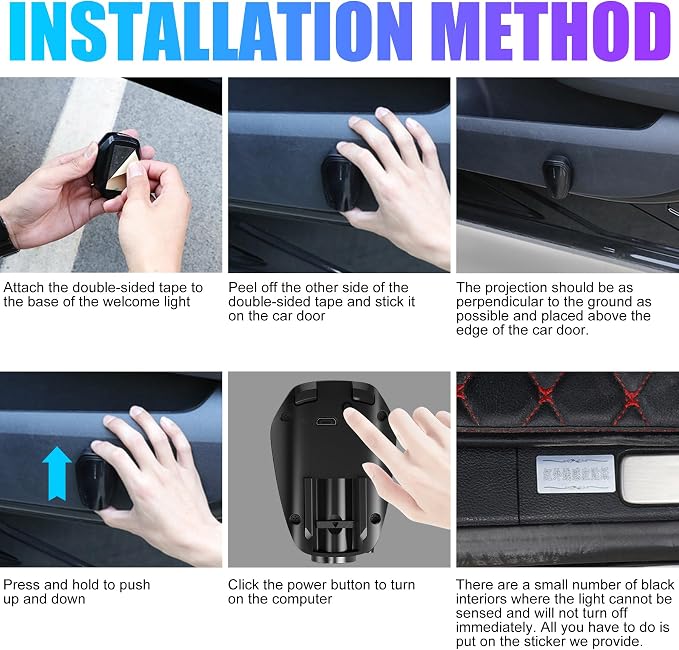 SPOBODY 2PCS Car Door Light Projector Car Door Projector Rechargeable HD Car Welcome Courtesy Ghost Shadow Lamp Fit for Cars (for KK-II-A)