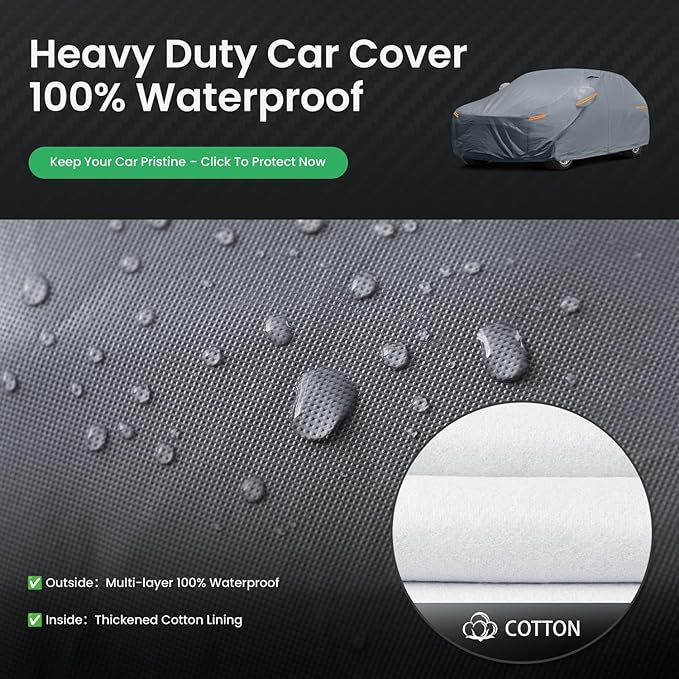 Waterproof Lexus GX GX460/GX470/550(2013-2026) Car Cover with Breathable Vents, [Upgrade] Premium Covers with Cotton Liner and Zipper Door,Sun Rain Snow Dust Uv Protection.(Gift with Towel)