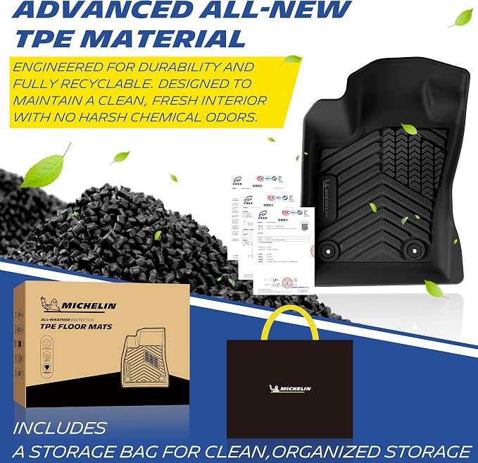 Michelin Vehicle Mats for 2017-2026 Jeep Compass (4 Piece) | Not Fit 2017 Old Body Style, All-Weather TPE Custom Fit Liner, Premier