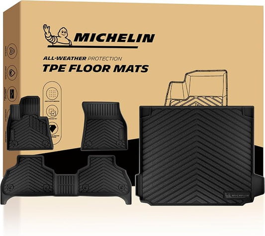 Michelin Vehicle Mats for 2019-2026 BMW X5 PHEV, 5 Seats, 4PCS | Not Fit 7 Seats/Luggage Compartment, Custom Fit, All-Weather TPE Accessories Floor&Trunk Mat Cargo Liner, Premier
