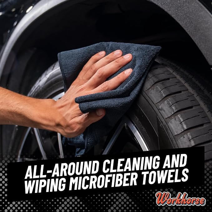 Chemical Guys, Workhorse Plush Microfiber Towels, 16 x 16 in, Black, 3 Pack | Plush, scratch-free black towels for washing, drying and detailing cars, home and pets, durable and reusable