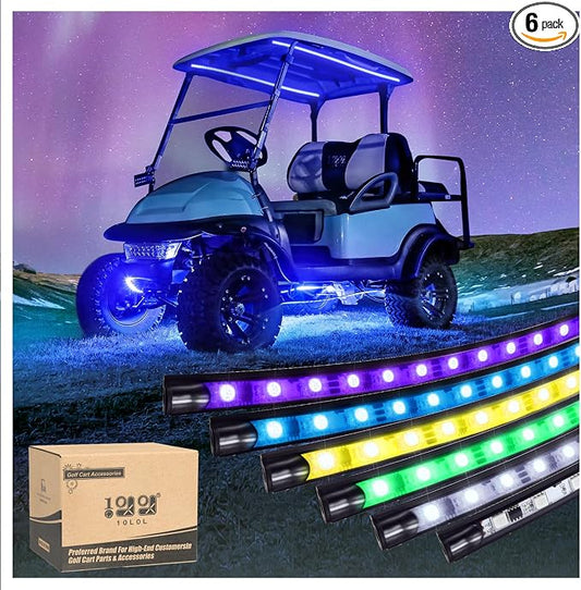 10L0L 6PCS Golf Cart Underglow LED Light Kit, Underbody RGB Strip Lights, 24-Mode Neon Accent Lighting, Music Sync, Wireless Remote, IP67 Waterproof, 12V-80V Input for EZGO Yamaha Club Car
