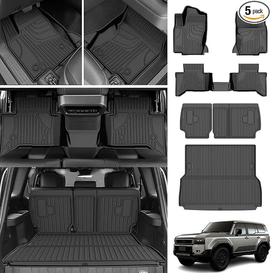 Floor Mats for Toyota Land Cruiser 2024-2026 2027 & Lexus GX550 5-Seat 2024-2026 - All Weather TPE Cargo Liner with Seat Back Mats Land Cruiser Accessories