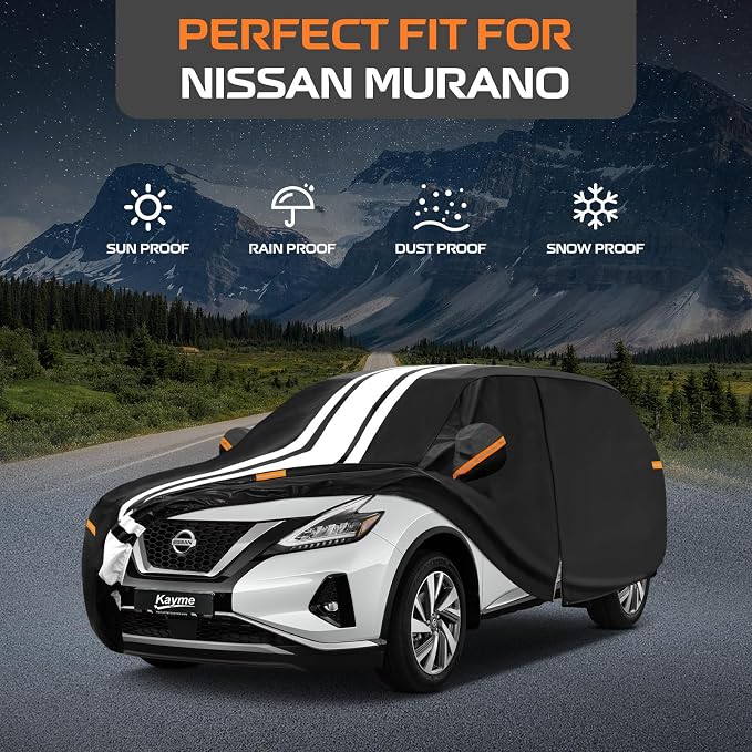Kayme Heavy Duty Car Cover Custom Fit for Nissan Murano (2002-2026), Outdoor Full Exterior Cover with Tape and Towel, Rain Snow Sun UV Protection.
