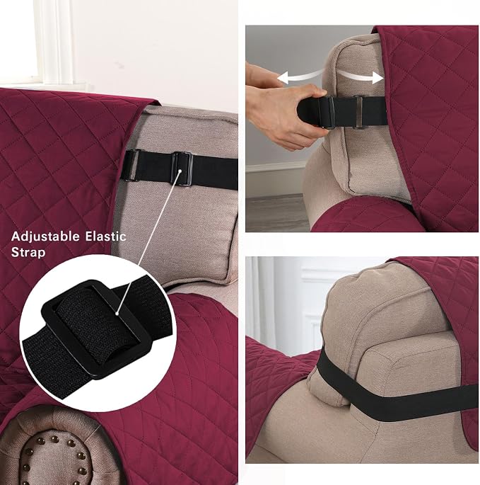 H.VERSAILTEX Reversible Chair Sofa Slipcover Water Repellent Couch Sofa Cover Furniture Protector Non Slip Chair Slipcover with Elastic Strap for Kids, Pet(Armchair, Red/Tan)