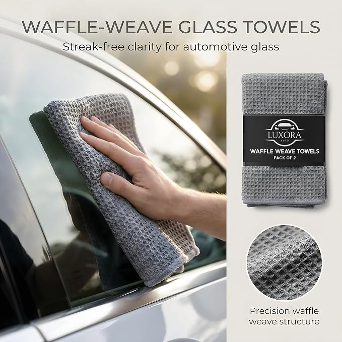 Car Cleaning Kit for Men | Premium Car Wheel Cleaning Brush, 300GSM Microfibre Waffle Weave Towels, 800GSM Coral Fleece Car Drying Towel