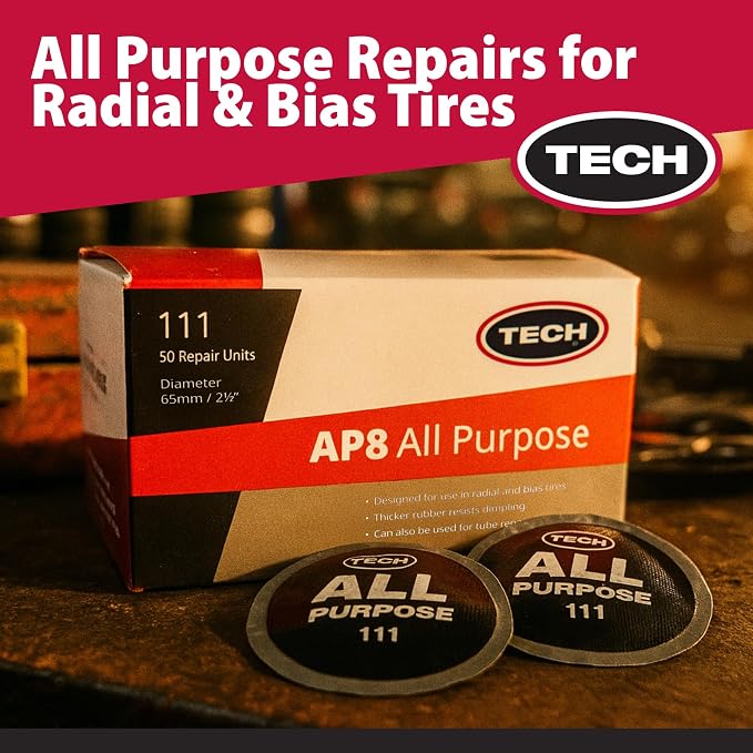 TECH Tire Repairs AP8 Round All Purpose 2 1/2" (65mm), Box of 50