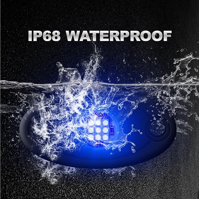 12 Pods Blue LED Rock Lights Neon Underglow Light for Car Truck ATV SUV | Under Body Glow Light Trail Fender Lighting LY8