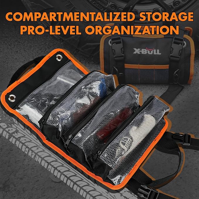 X-BULL Heavy Duty Tire Plug Kit All-in-One Tire Repair Kit with Self-Vulcanizing Plugs & Organized Bag for Car, SUV, Truck, Motorcycle, On Road & Off Road Professional Flat Tire Fix Kit