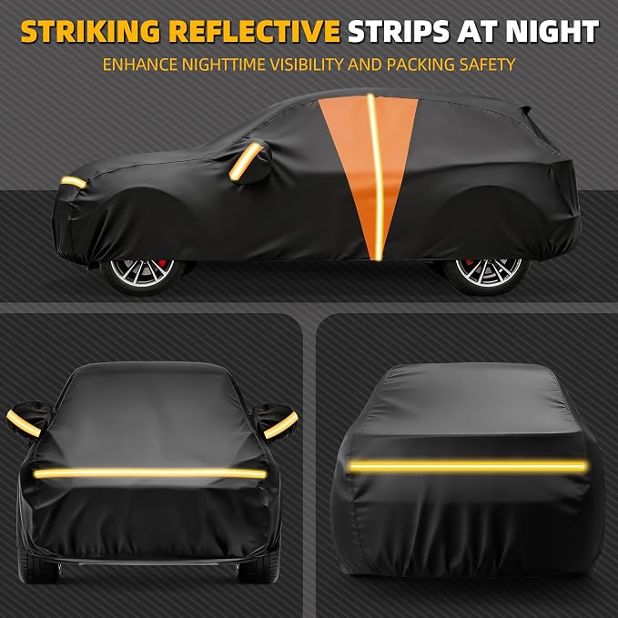 10-Layer SUV Car Cover Waterproof All Weather, Soft Cotton Lining Car Covers for Automobiles & Car Snow Cover with Door Zipper, Universal Fit for SUV 182"-191" L, Size S3 (See Size Chart)