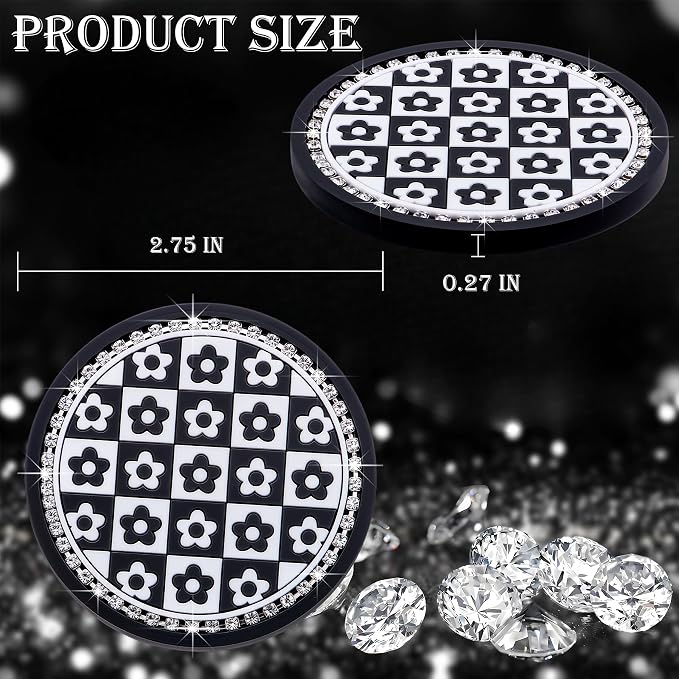 2-Pack Bling Cup Holder Coasters for Cars – 2.75 Inch Silicone Inserts – Anti-Slip, Shockproof – Decorative Vehicle Accessories for Women & Girls (Little flowerr)