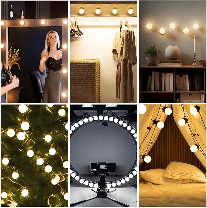 LED Vanity Lights for Mirror, Consciot Hollywood Style, Adjustable Color & Brightness, USB Cable, Stick on for Makeup Table Dressing Room Mirror (14)
