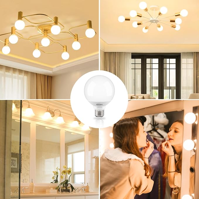 Honesorn Light Bulbs 60 Watt Equivalent - G25 Globe LED Bulbs 3000K Soft White E26 Medium Base Light Bulbs for Bathroom Vanity Mirror 5W, 500LM, Non-dimmable, 4 Pack