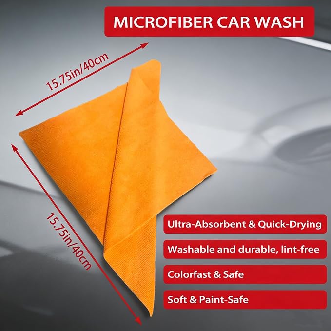 10.4in Heavy Duty Car Wash Bucket Grit Trap Insert (2 Pack) with Premium Wash Mitt & Microfiber Towel - Auto Detailing Dirt Separator Filter, Car Washing Accessories (Red Kit)