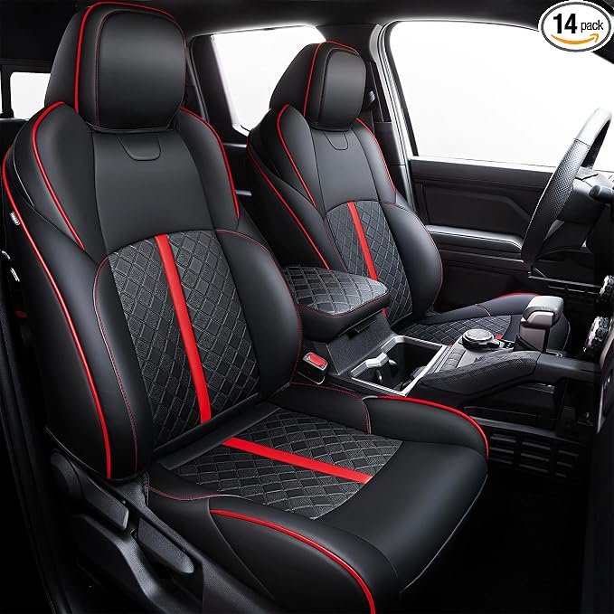 Leather Seat Covers Custom Fit for Tacoma Gen 4th (2024-2026) Double Cab | Custom Fit for SR, SR5, TRD PreRunner, TRD Sport, TRD Off-Road, Limited, Trailhunter - Fully Covered - Fit Like a Glove
