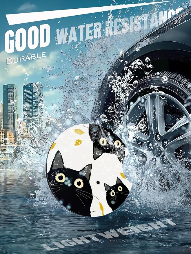 Car Cup Coasters,2 Pack Car Coaster,2.75inch Anti Slip and Absorbent Cars Coasters for Cup Holders,Car Accessories for Women,Cute Decor for Women (Three Black Cats)
