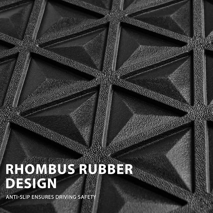 CAR PASS Bling Diamond Car Mats Rubber Floor Mats Full Set Anti-Slip 3D Rhombus Waterproof Trim to Fit Liner Universal Glitter Crystal Sparkly Shining Rhinestone Girl Women SUV Sedan Van, Black Red