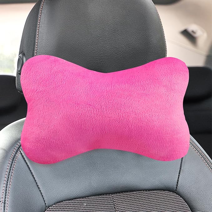 2PCS Car Headrest Pillow,Soft & Comfortable Car Neck Pillow for Driving Fatigue Relieve,All-Season Universal Cars Head Rest Pillows Automotive Interlor Accessorles for Cars (Rose Red)
