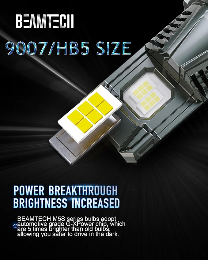 BEAMTECH 90 07 Light Bulb, G-XPower Chips 500% Brighter Plug and Play of 2