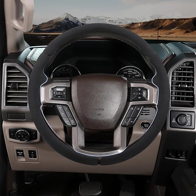 Steering Wheel Cover for Ford F150 2015-2020/ F250 2017-2022/ F350 2017-2022/ F450 2017-2022/ F550 2017-2022/ Ford Expedition 2018-2021 Steering Wheel Protector for Ford Steering Wheel Accessories