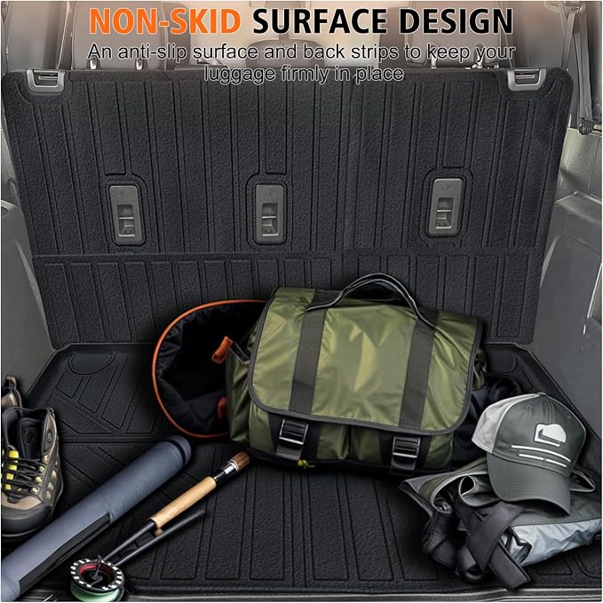 All Weather Car Floor Mats Cargo Liner with Backrest Mat for Ford Bronco 4 Door 2025 2024-2021(Not for Bronco Sport), TPE Rubber Liners Full Set Automotive Mats for 2025 Bronco Accessories