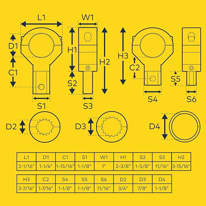 Off-Road ATV UTV Light Bar Mount Mounting Bracket Mini Bar Clamp Kit [0.75"/1"/1.25" Inch] [360-Degree] [2 Stud Sizes] [Aluminium] [1 Unit] Bull Bar Roll Bar Clamp Roll Cage Clamps Mount for ATV UTV