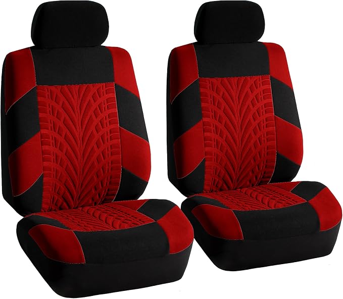 FH Group Full Set Travel Master Car Seat Covers, Airbag and Split Rear Car Seat Cover Universal Fit Interior Accessories for Cars Trucks SUV, Automotive Seat Covers, Red