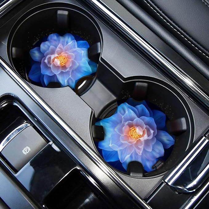 WOCOCN Car Coasters,Cup Holder Coasters for Car,2.75inch Anti Slip and Absorbent,Cute Automotive Interior Accessories for Cup Holder,Pack of 2 (Blue)