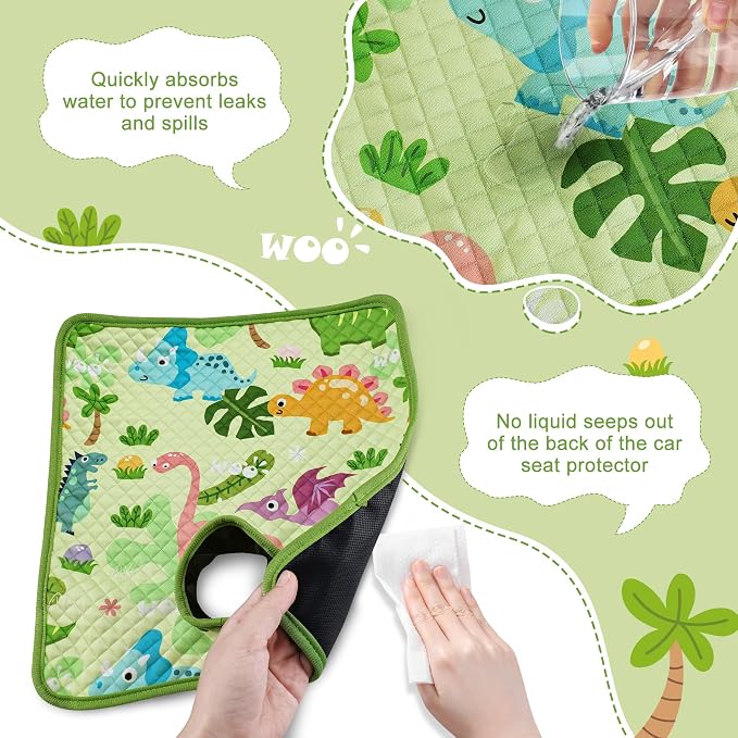 Car Seat Protector for Potty Training, 2 Pack Waterproof CarSeat Liner Toilet Training for Baby Infant Toddler, Dry Seat Piddle Pads Cover for Strollers (Green)