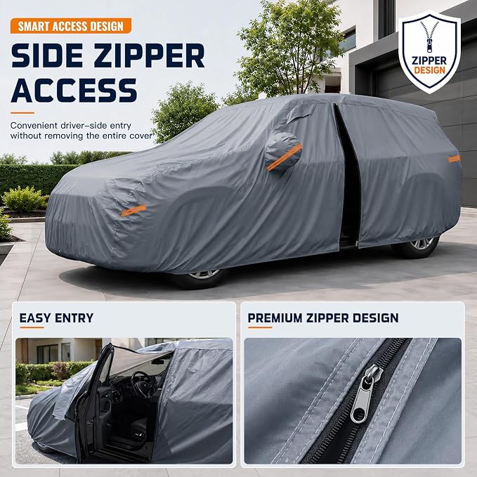 Jeep Wrangler 2 Door Cover Waterproof All-Weather,Outdoor Full Exterior SUV Car Cover for Wrangler YJ TJ JK JL(1987-2026),with Windshield Sun Shade,Towel&Storage Bag,Size J2 (See SizeChart)