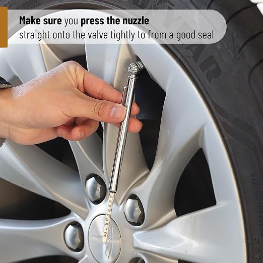 UNCO- Stainless Steel Pencil Tire Pressure Gauge, 3 Pack, 10-50PSI, 10-100PSI, 20-120PSI, Pencil Air Pressure Gauge for Tires with 16 Valve Caps