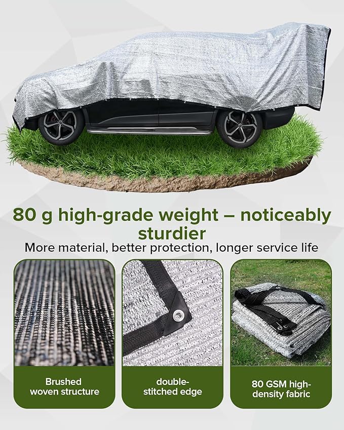 FoundGo 85% Aluminum Shade Cloth, 6.5'x10'Car/Dog Sun Reflective Aluminet tarp,Silver Reflective Sun Shade Net Cover with Grommets,Breathable,Sun/UV/Heat Blocking for Camping,RVs,with Accessories