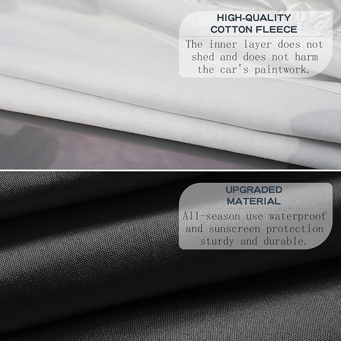 Car Cover Waterproof All Weather,Car Covers for Automobiles with Driver Door Zipper,Outdoor Car Cover Rain,Snow and UV Protection with Waterproof Adhesive Strip, Fit SUV-Length 195" to 200"