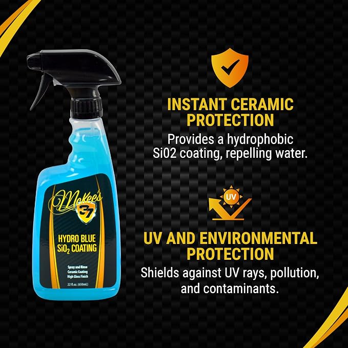McKee's 37 - Hydro Blue SiO2 Coating | Ceramic Coating for Cars, Easy Protection & Shine Spray for Paint, Glass, Wheels, Chrome & Trim (22 oz)
