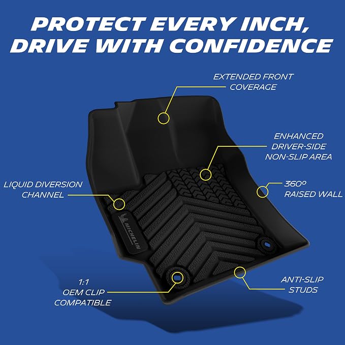 Michelin Vehicle Mats, All-Weather TPE Custom Fit Liner for 2020-2026 Toyota Corolla Sedan (3 Piece), Not for Cross & Hatchback & AWD, Premier