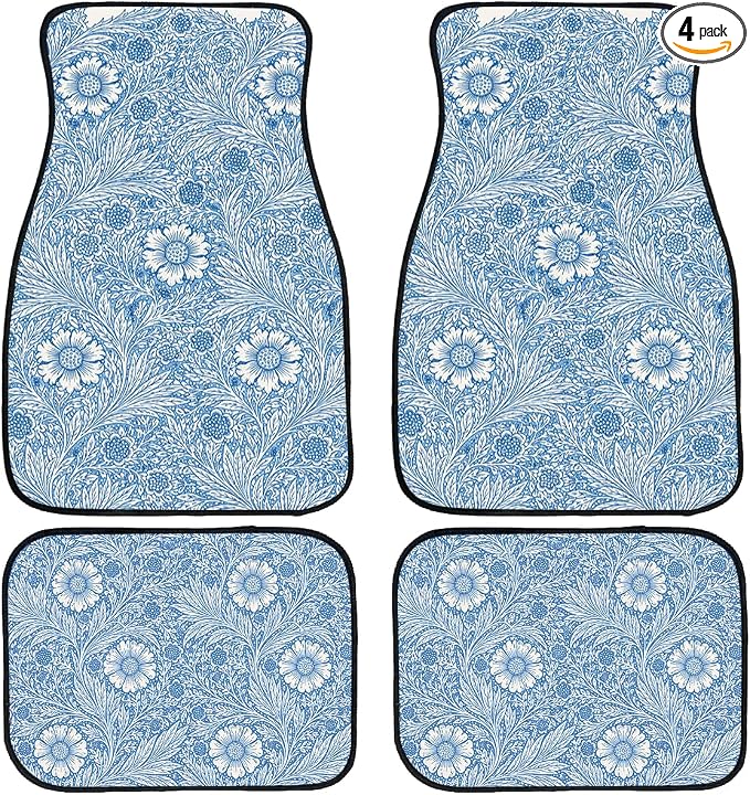 Vintage Carpet Car Floor Mats Persian Floral Blue Red Carpet Front Rear Carpets Mat Decorative Car Floor Carpets Non-Slip Auto Car Accessories Universal Fit Car Accessories for Truck