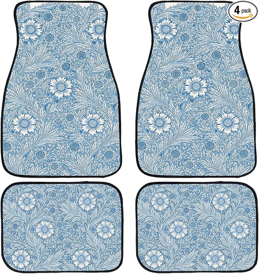 Vintage Carpet Car Floor Mats Persian Floral Blue Red Carpet Front Rear Carpets Mat Decorative Car Floor Carpets Non-Slip Auto Car Accessories Universal Fit Car Accessories for Truck