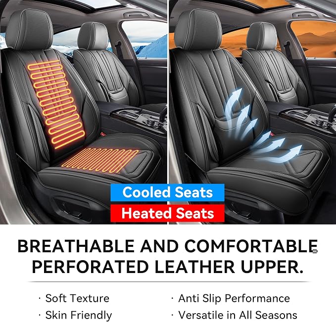 Car Seat Covers Front Seats Gray, Premium Leather Car Seat Covers, Waterproof and Breathable Seat Covers, Universal Car Seat Protector Fit for Cars, Trucks, SUVs, Pick-ups