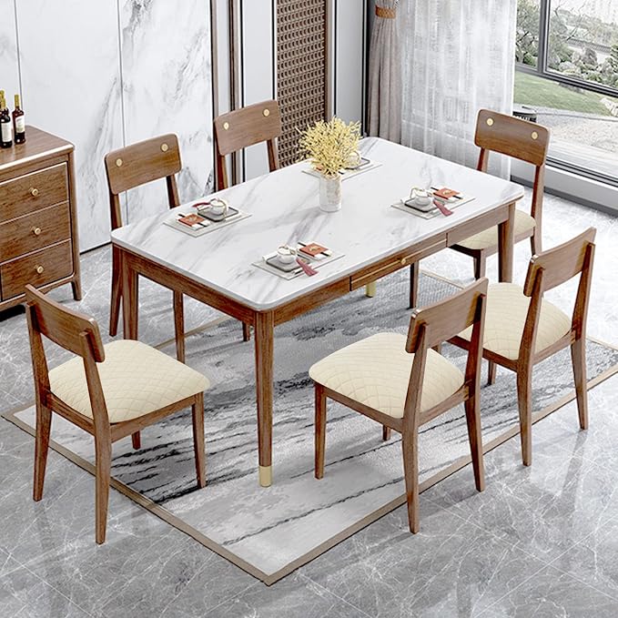 Genina Waterproof Seat Covers for Dining Room Chairs, Stretch Chair Covers Removable Washable Dinning Room Kitchen Chair Seat Cushion Slipcovers (Argyle-Beige, 2 PCS)