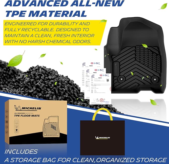 Michelin Vehicle Mats, All-Weather TPE Custom Fit Liner for 2021-2026 Chevy Tahoe/GMC Yukon/Cadillac Escalade 7 Seats, Not Fit Yukon XL/Escalade ESV or 8/9 Seats (7 Piece), Premier