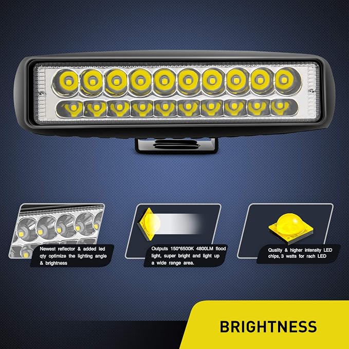 Nilight 2PCS Led Pods 6 Inch 60W Spot Light Bar 3000LM Driving Fog Off Road Lights 12V/24V for Trucks Jeep UTV ATV Marine Boat Golf Cart Trailer