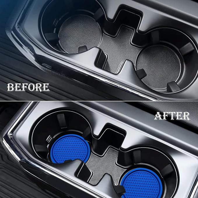 2PCS Car Cup Holder Coaster, Universal Auto Non-Slip Cup Holder Coaster, 2.75In Universal Non-Slip Recessed Car Interior Accessories (Blue)
