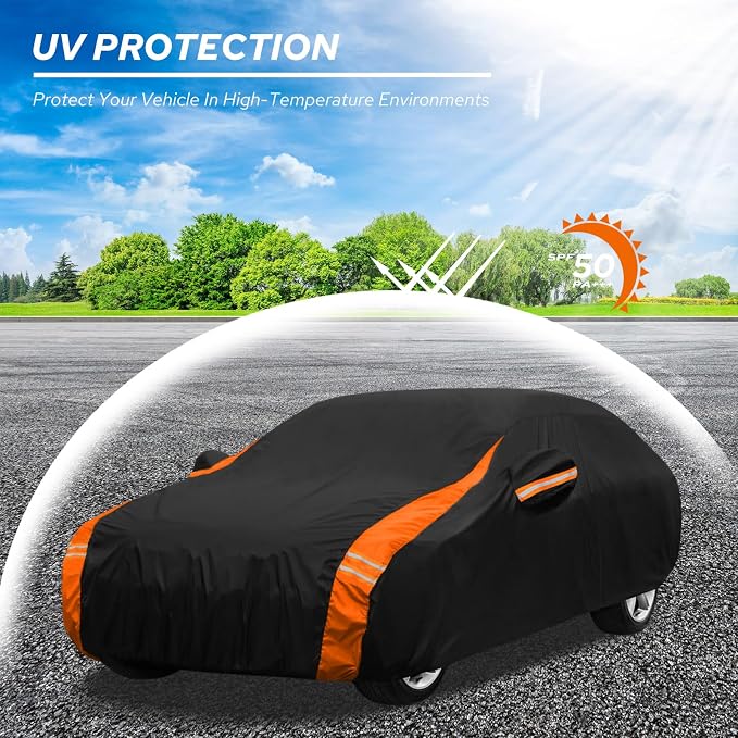 10-Layer Compatible with Honda Civic Car Cover Waterproof All Weather for Automobiles, Outdoor Full Covers Soft Cotton Lining Rain Snow UV Protection with Door Zipper, Fit for 1991-2025